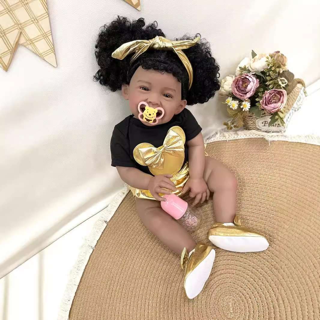 Cokela 58cm Simulation Reborn Doll Coffee Skin Color